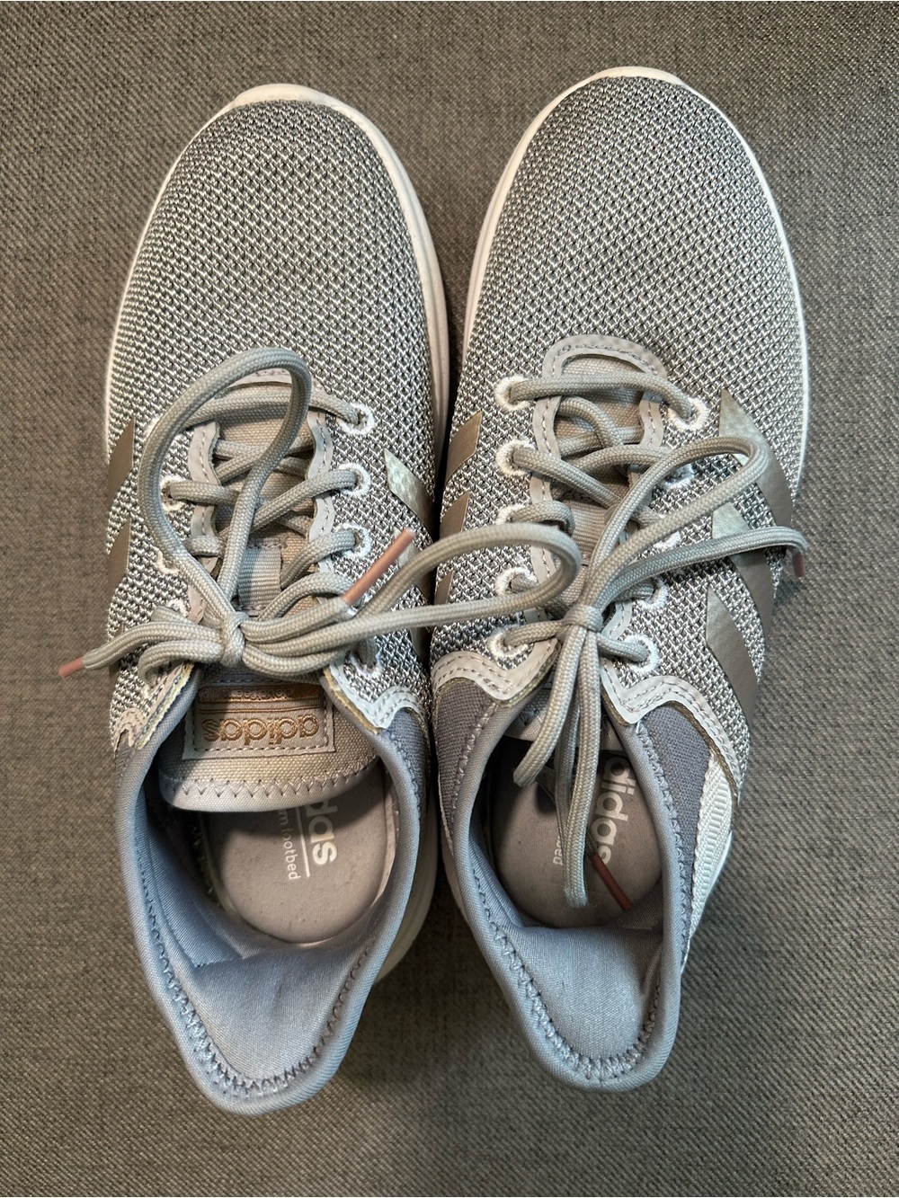 Adidas Light Gray Knit Sneakers Size 5 1/2